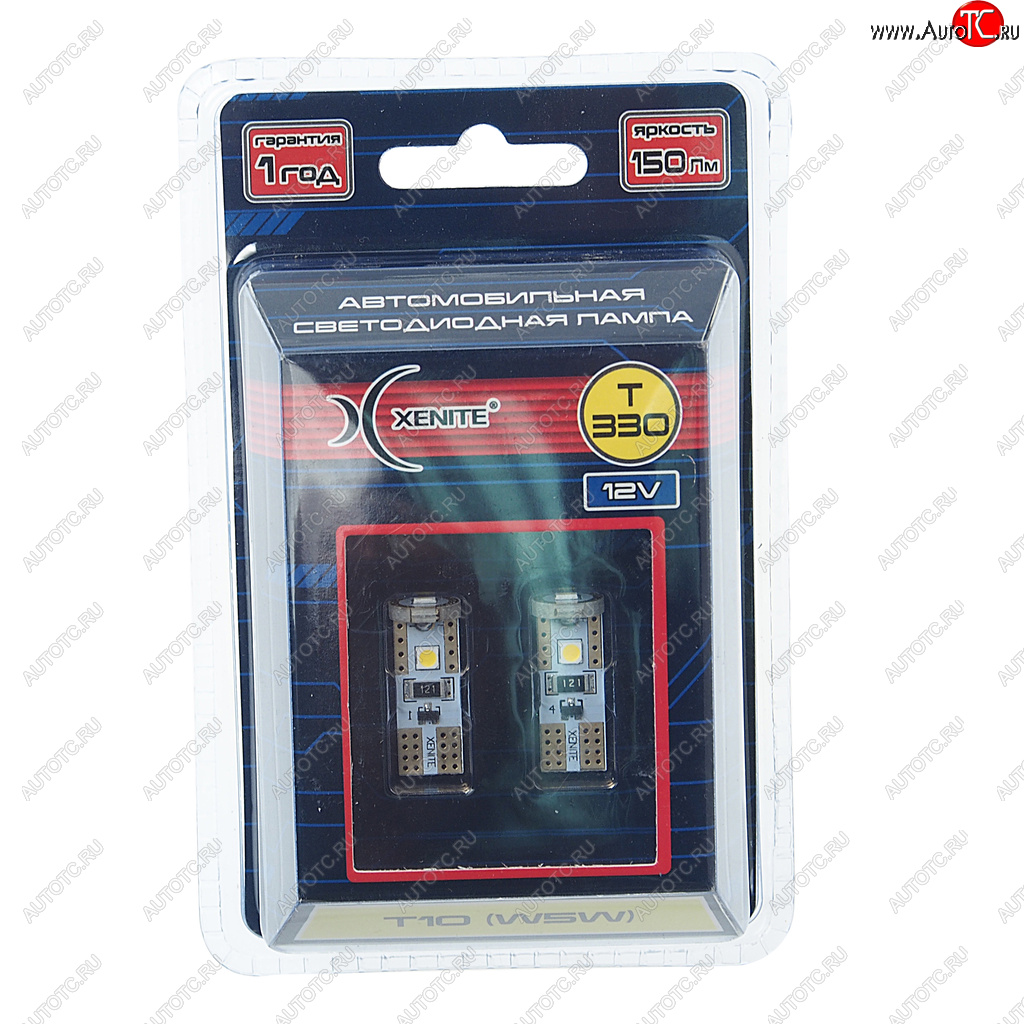 299 р. Лампа светодиодная 12V W5W T10W W2.1х9.5d бесцокольная блистер (2шт.) XENITE XENITE 1009656  с доставкой в г. Кемерово