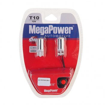 299 р. Лампа светодиодная 12V W5W T10 W2.1x9.5d 6000K с тестером блистер (2шт.) MEGAPOWER MEGAPOWER-AUTOMOTIVE 10101w-2блт  с доставкой в г. Кемерово. Увеличить фотографию 1