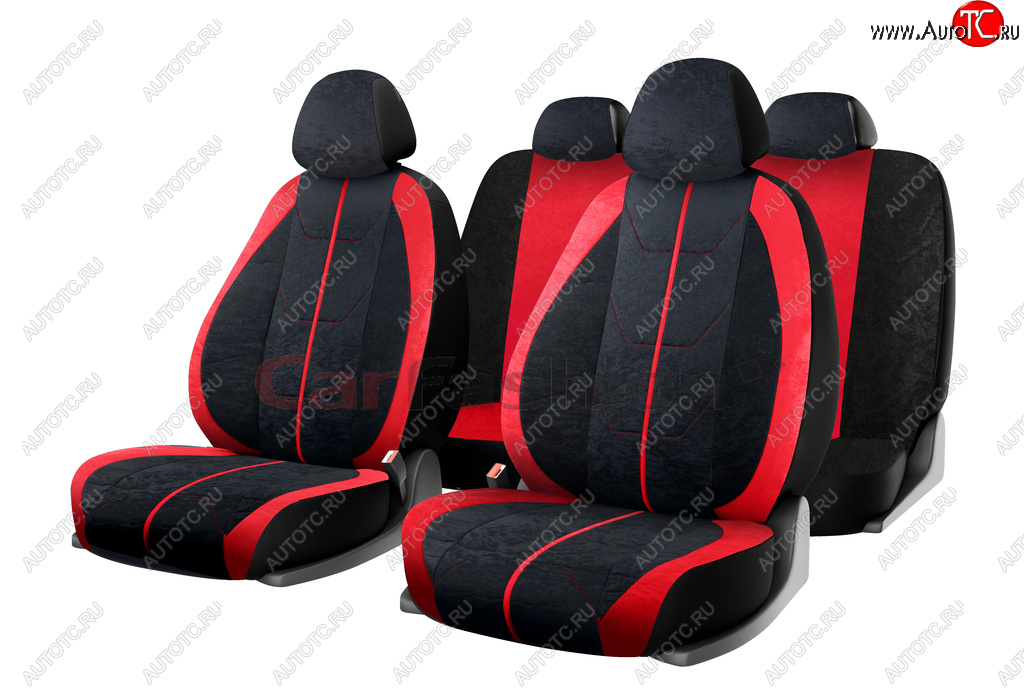 3 099 р. Универсальные чехлы сидений (майка, 11 предм., экокожа) Cruise CARFASHION   (черно-красный)  с доставкой в г. Кемерово