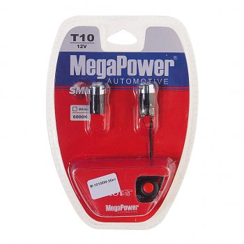 329 р. Лампа светодиодная 12V W5W T10 W2.1x9.5d 6000K с тестером блистер (2шт.)MEGAPOWER MEGAPOWER-AUTOMOTIVE 10105w-2блт  с доставкой в г. Кемерово. Увеличить фотографию 1