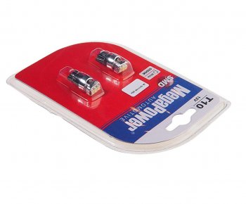 226 р. Лампа светодиодная 12V W5W T10 W2.1x9.5d 6000K 3 LED блистер (2шт.) MEGAPOWER MEGAPOWER-AUTOMOTIVE 10111w-2бл  с доставкой в г. Кемерово. Увеличить фотографию 2