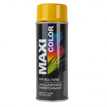439 р. Краска желтая аэрозоль 400мл MAXI COLOR MAXI COLOR 1021mx  с доставкой в г. Кемерово. Увеличить фотографию 1