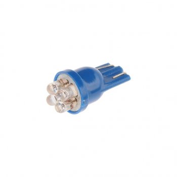 19 р. Лампа светодиодная 12V W5W T10 W2.1x9.5d 4 LED Blue MEGAPOWER MEGAPOWER-AUTOMOTIVE 10313b  с доставкой в г. Кемерово. Увеличить фотографию 1