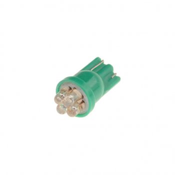 11 р. Лампа светодиодная 12V W5W T10 W2.1x9.5d 4 LED Green MEGAPOWER MEGAPOWER-AUTOMOTIVE 10313g  с доставкой в г. Кемерово. Увеличить фотографию 1