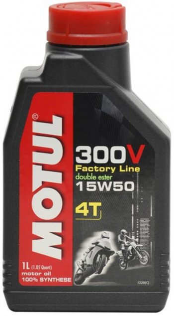2 399 р. Масло моторное для 4-х тактных двигателей 300V 4T FL ROAD RACING 15W50 синт.1л MOTUL MOTUL 104125  с доставкой в г. Кемерово. Увеличить фотографию 1