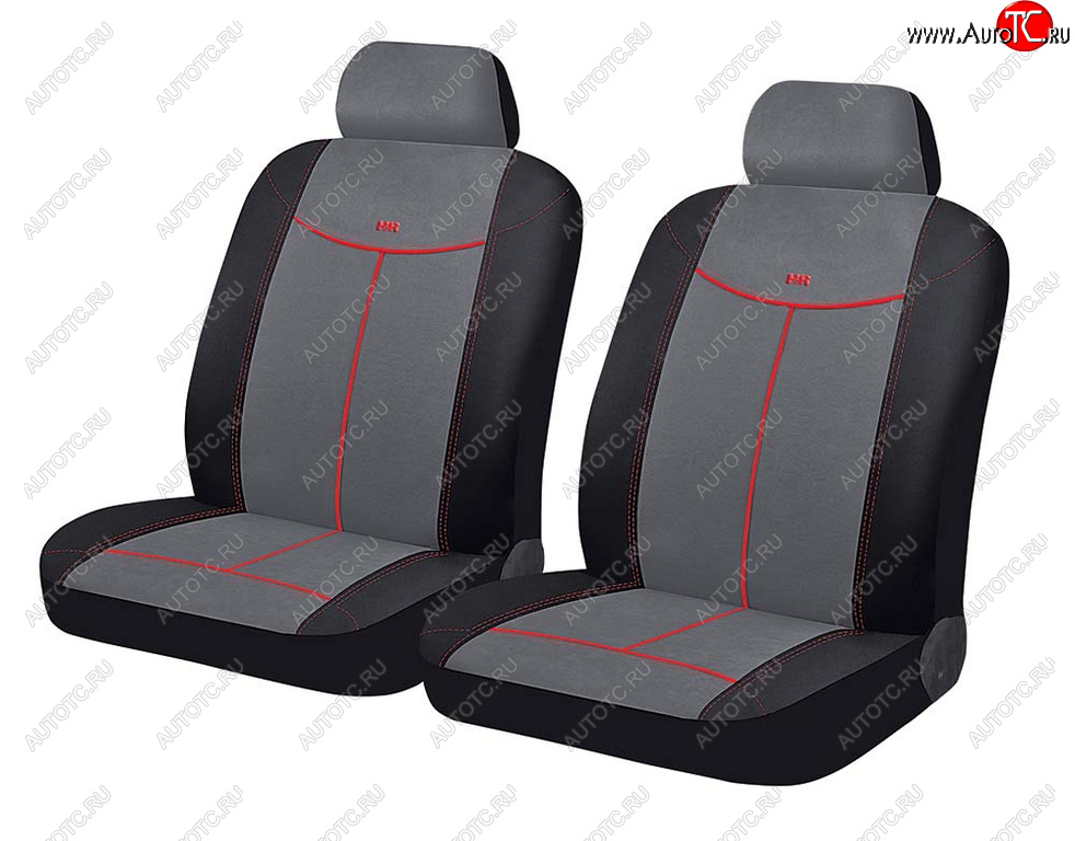 1 099 р. Универсальные чехлы сидений (майка, 4 предм., алькантара) Alcantara Front CARFASHION   (черно-серые)  с доставкой в г. Кемерово