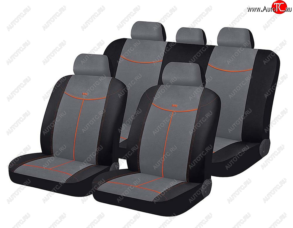 1 899 р. Универсальные чехлы сидений (майка, 11 предм.,алькантара) Alcantara CARFASHION   (черно-серые)  с доставкой в г. Кемерово