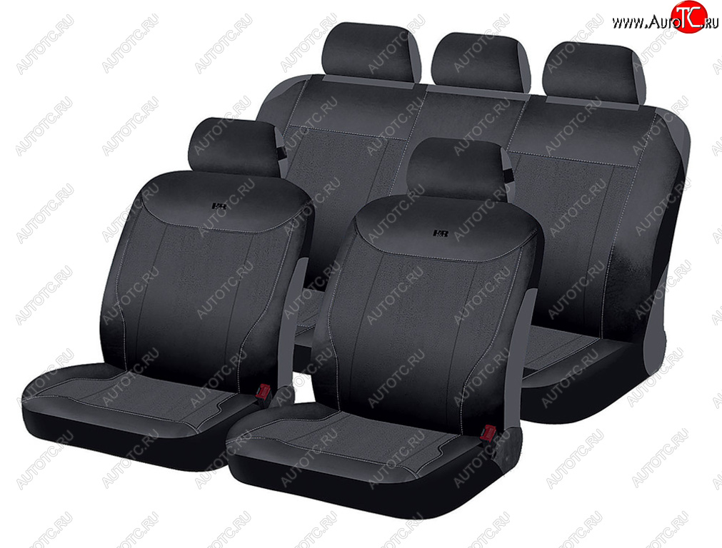 2 449 р. Универсальные чехлы сидений (майка, 11 предм., полиэстер) Solo CARFASHION Ford S-Max 1 дорестайлинг (2006-2010) (черно-серые)  с доставкой в г. Кемерово