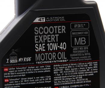 1 349 р. Масло моторное для 4-х тактных двигателей SCOOTER EXPERT 4T 10W40 MB псинт.1л MOTUL MOTUL 105935  с доставкой в г. Кемерово. Увеличить фотографию 2