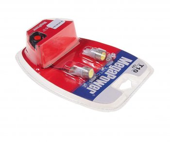 239 р. Лампа светодиодная 12V W5W T10 W2.1x9.5d 6000K с тестером блистер (2шт.) MEGAPOWER MEGAPOWER-AUTOMOTIVE 10614w-2блт  с доставкой в г. Кемерово. Увеличить фотографию 2