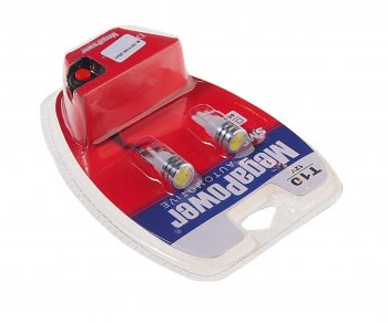 459 р. Лампа светодиодная 12V W5W T10 W2.1x9.5d 6000K с тестером блистер (2шт.) MEGAPOWER MEGAPOWER-AUTOMOTIVE 10711w-2блт  с доставкой в г. Кемерово. Увеличить фотографию 2