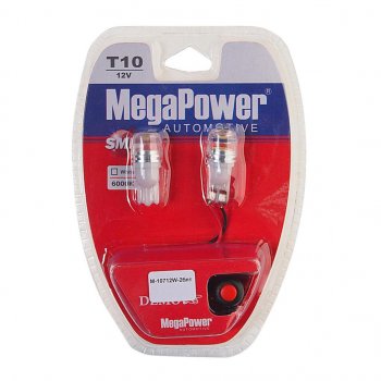 459 р. Лампа светодиодная 12V W5W T10 W2.1x9.5d 6000K с тестером блистер (2шт.) MEGAPOWER MEGAPOWER-AUTOMOTIVE 10712w-2блт  с доставкой в г. Кемерово. Увеличить фотографию 1