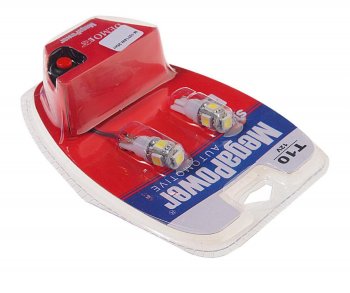 243 р. Лампа светодиодная 12V W5W T10 W2.1x9.5d 6000K 5 LED с тестером блистер (2шт.) MEGAPOWER MEGAPOWER-AUTOMOTIVE 10714w-2блт  с доставкой в г. Кемерово. Увеличить фотографию 2