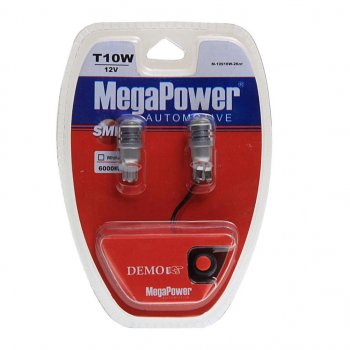 479 р. Лампа светодиодная 12V W5W T10 W2.1x9.5d 6000K с тестером блистер (2шт.) MEGAPOWER MEGAPOWER-AUTOMOTIVE 10916w-2блт  с доставкой в г. Кемерово. Увеличить фотографию 1