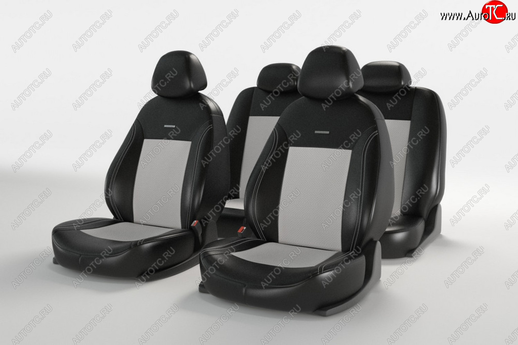 4 799 р. Универсальные чехлы сидений (майка, 11 предм., экокожа) Atom Leather CARFASHION   (черно-белый)  с доставкой в г. Кемерово