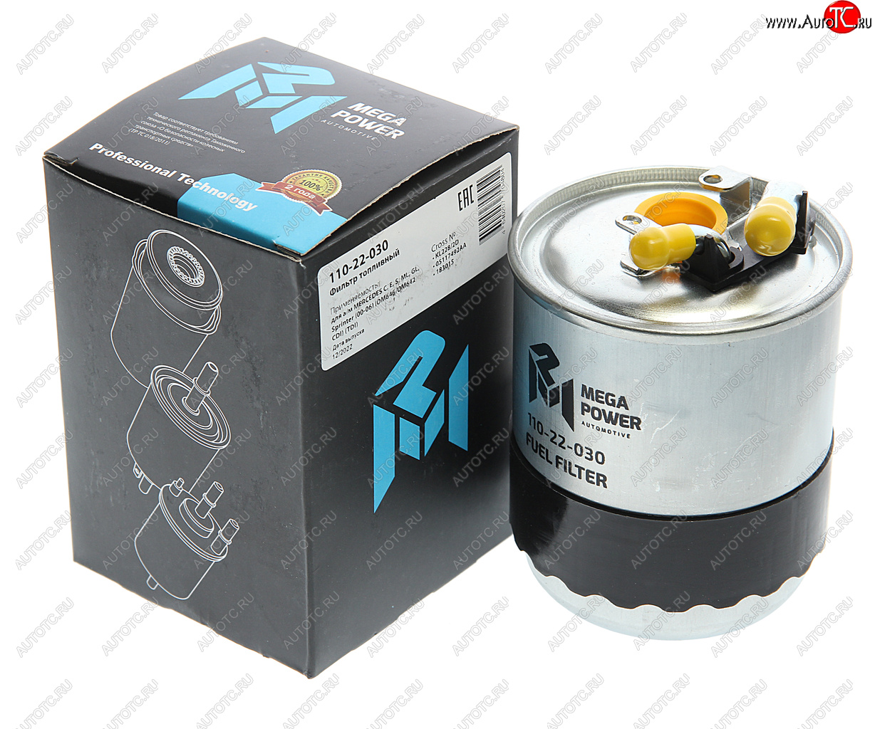 539 р. Фильтр топливный MERCEDES C,E,S,ML,GL,Sprinter (00-06) (OM646OM642 CDI) (TDI) MEGAPOWER MEGAPOWER 110-22-030  с доставкой в г. Кемерово