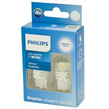 3 779 р. Лампа светодиодная 12V W21W W3х16d 6000К 250Лм (2шт.) Led White Ultinon Pro6000 PHILIPS PHILIPS 11065cu60x2  с доставкой в г. Кемерово. Увеличить фотографию 2
