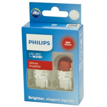 1 569 р. Лампа светодиодная 12V W21W W3х16d 75Лм (2шт.) Led Red Ultinon Pro6000 PHILIPS PHILIPS 11065ru60x2 PHILIPS 11065ru60x2  с доставкой в г. Кемерово. Увеличить фотографию 2