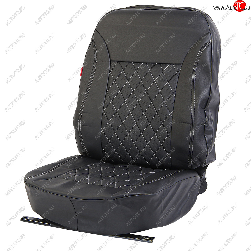 4 999 р. Универсальные чехлы сидений (майка, 11 предм., экокожа) Atom Leather CARFASHION   (черные серая строчка)  с доставкой в г. Кемерово