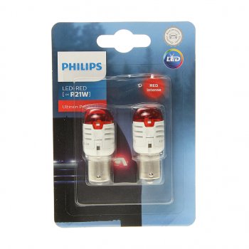 1 899 р. Лампа светодиодная 12V P21W BA15s блистер (2шт.) LED Red Ultinon Pro3000 PHILIPS PHILIPS 11498u30r-2бл  с доставкой в г. Кемерово. Увеличить фотографию 1