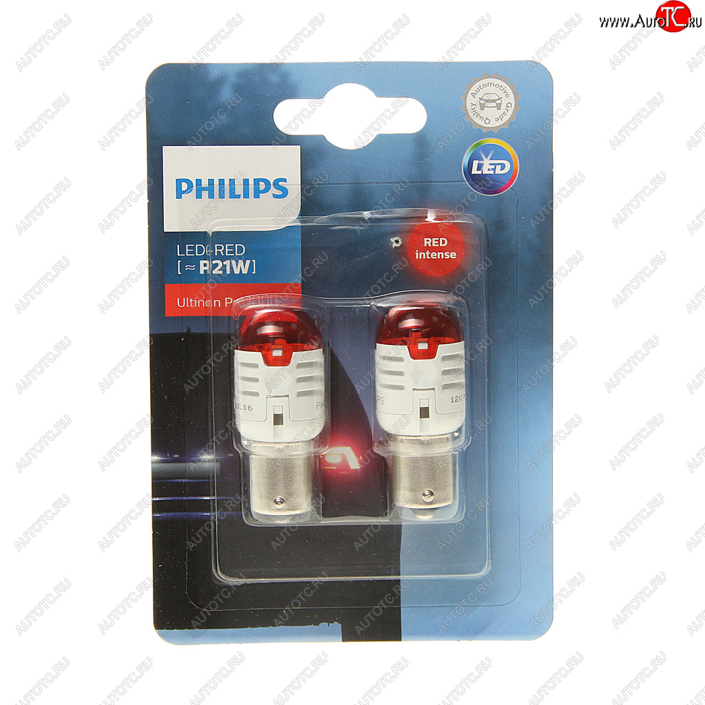 1 899 р. Лампа светодиодная 12V P21W BA15s блистер (2шт.) LED Red Ultinon Pro3000 PHILIPS PHILIPS 11498u30r-2бл  с доставкой в г. Кемерово