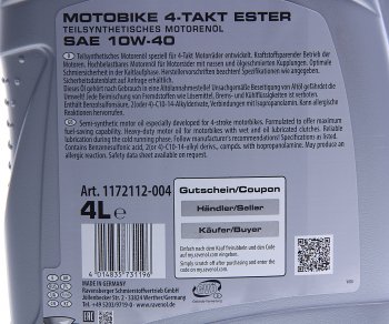 7 699 р. Масло моторное для 4-х тактных двигателей ESTER 4T 10W40 псинт.4л RAVENOL RAVENOL 1172112-004  с доставкой в г. Кемерово. Увеличить фотографию 2