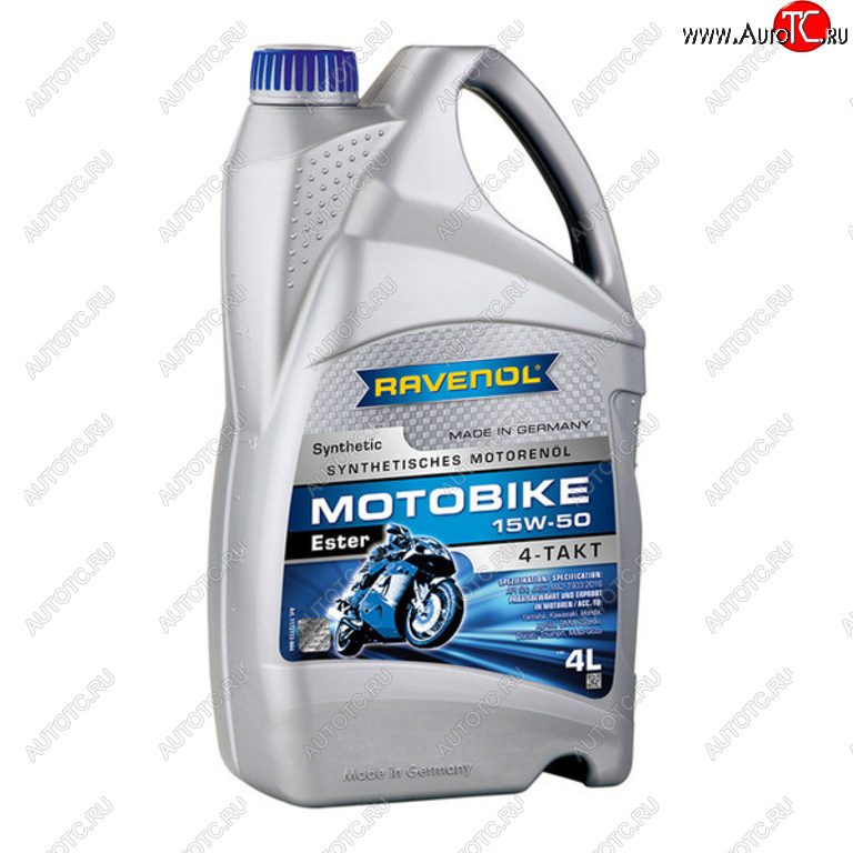 7 249 р. Масло моторное для 4-х тактных двигателей ESTER 4T 15W50 синт.4л RAVENOL RAVENOL 1172113-004  с доставкой в г. Кемерово