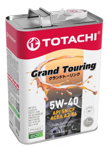 3 999 р. Масло моторное GRAND TOURING SNCFA3B4 5W40 синт.4л TOTACHI TOTACHI 11904  с доставкой в г. Кемерово. Увеличить фотографию 1