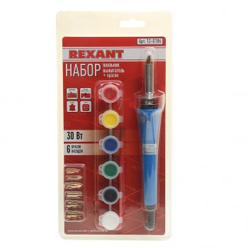 679 р. Паяльник 30Вт220В выжигатель по дереву (6 насадок,краски) REXANT REXANT 12-0186  с доставкой в г. Кемерово. Увеличить фотографию 1