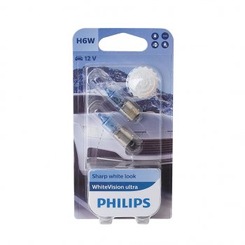 2 199 р. Лампа 12V H6W BAX9s блистер (2шт.) 3100K White Vision Ultra PHILIPS PHILIPS 12036wvu2бл  с доставкой в г. Кемерово. Увеличить фотографию 1