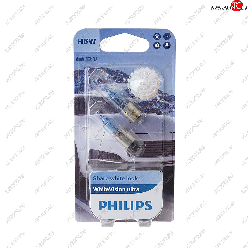 2 199 р. Лампа 12V H6W BAX9s блистер (2шт.) 3100K White Vision Ultra PHILIPS PHILIPS 12036wvu2бл  с доставкой в г. Кемерово