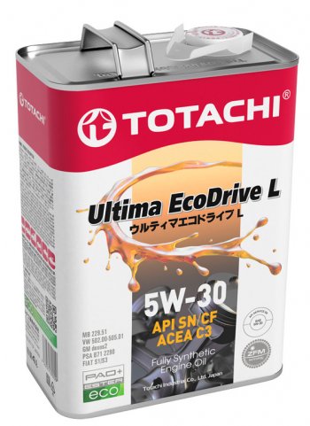 3 789 р. Масло моторное ULTIMA ECODRIVE L C3SN 5W30 синт.4л TOTACHI TOTACHI 12104  с доставкой в г. Кемерово. Увеличить фотографию 1