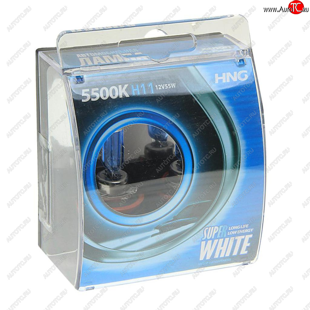 379 р. Лампа 12V H11 55W PGJ19-2 5500К бокс (2шт.) Super White HNG HNG 12115sw2  с доставкой в г. Кемерово