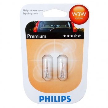 129 р. Лампа 12V W3W W2.1x9.5d блистер (2шт.) PHILIPS PHILIPS 12256b2  с доставкой в г. Кемерово. Увеличить фотографию 1
