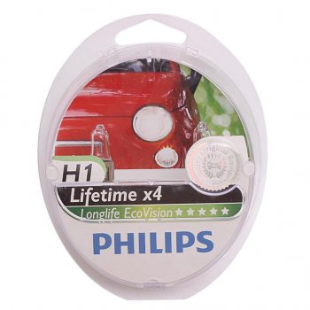 799 р. Лампа 12V H1 55W P14.5s 3100K бокс (2шт.) Long Life EcoVision PHILIPS PHILIPS 12258llecos2  с доставкой в г. Кемерово. Увеличить фотографию 1