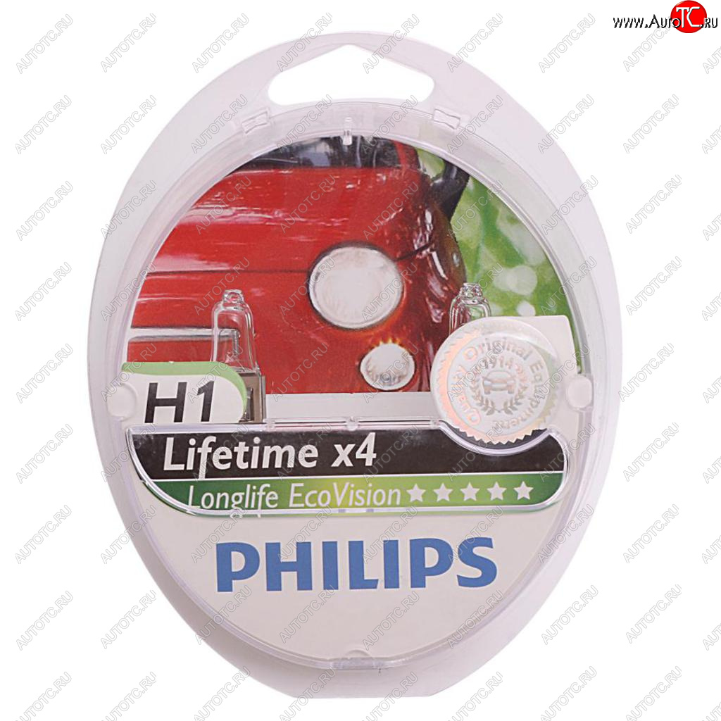 799 р. Лампа 12V H1 55W P14.5s 3100K бокс (2шт.) Long Life EcoVision PHILIPS PHILIPS 12258llecos2  с доставкой в г. Кемерово