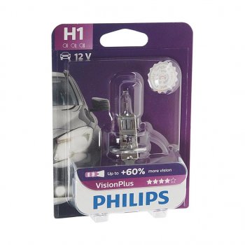 769 р. Лампа 12V H1 55W P14.5s +60% блистер (1шт.) Visionplus PHILIPS PHILIPS 12258vpb1  с доставкой в г. Кемерово. Увеличить фотографию 1