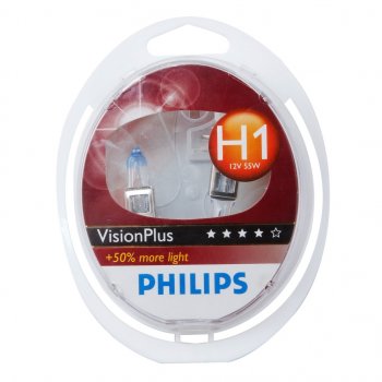 1 599 р. Лампа 12V H1 55W P14.5s +60% бокс (2шт.) VisionPlus PHILIPS PHILIPS 12258vps2  с доставкой в г. Кемерово. Увеличить фотографию 1