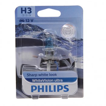 1 139 р. Лампа 12V H3 55W РK22s блистер (1шт.) White Vision Ultra PHILIPS PHILIPS 12336wvuбл  с доставкой в г. Кемерово. Увеличить фотографию 1