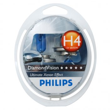 2 599 р. Лампа 12V H4 6055W P43t 5000K бокс (2шт.) Diamond Vision PHILIPS PHILIPS 12342dvs2  с доставкой в г. Кемерово. Увеличить фотографию 1