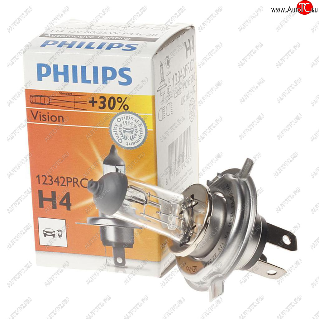 319 р. Лампа 12V H4 6055W P43t +30% Premium PHILIPS PHILIPS 12342prc1  с доставкой в г. Кемерово