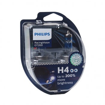 2 699 р. Лампа 12V H4 6055W P43t-38 +200% бокс (2шт.) Racing Vision GT 200 PHILIPS PHILIPS 12342rgt2  с доставкой в г. Кемерово. Увеличить фотографию 1