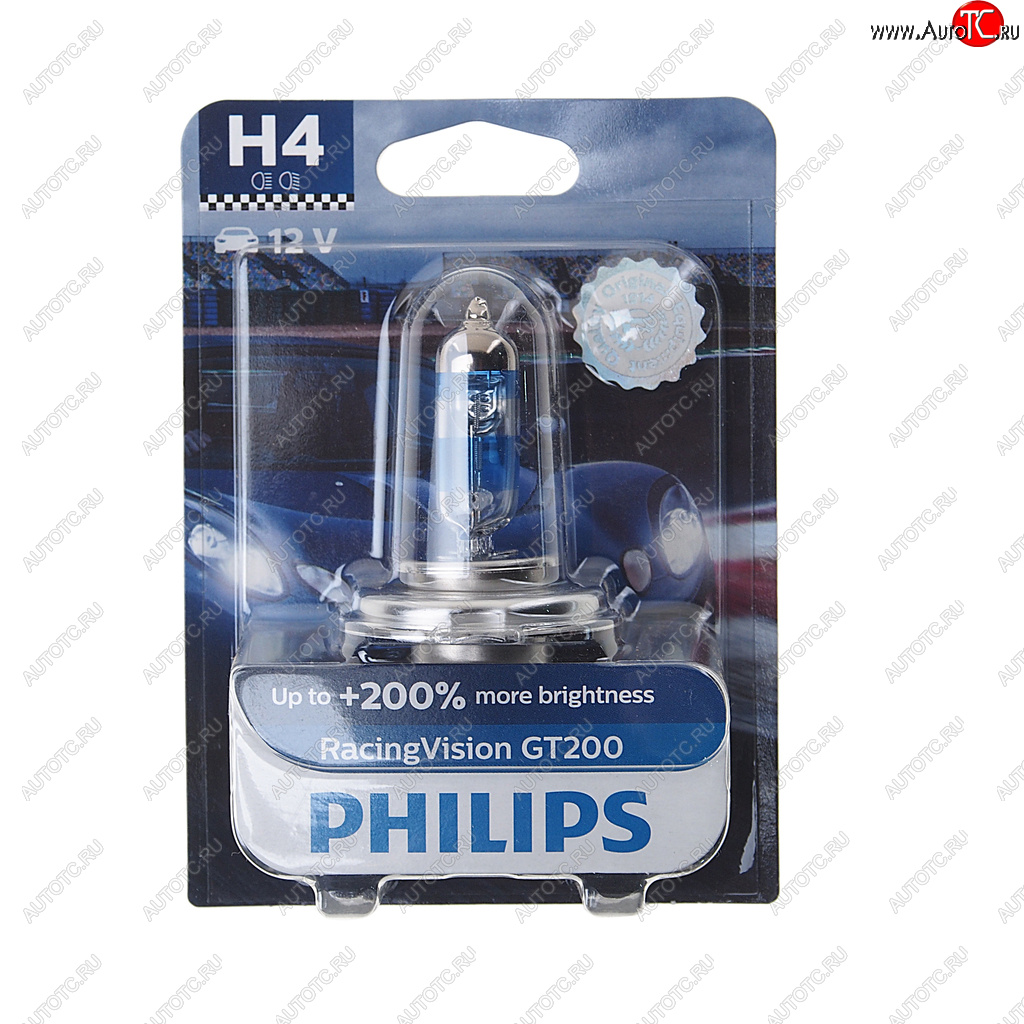 1 449 р. Лампа 12V H4 6055W P43t-38 +200% блистер (1шт.) Racing Vision GT 200 PHILIPS PHILIPS 12342rgtбл  с доставкой в г. Кемерово