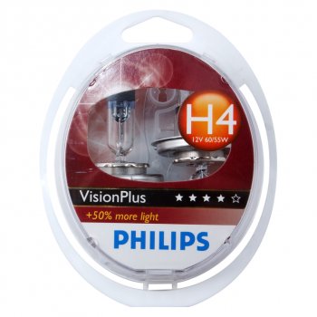 1 449 р. Лампа 12V H4 6055W P43t +60% бокс (2шт.) Visionplus PHILIPS PHILIPS 12342vps2  с доставкой в г. Кемерово. Увеличить фотографию 1
