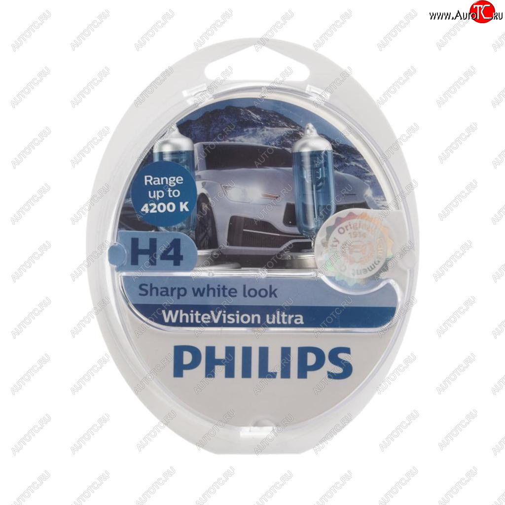 2 369 р. Лампа набор 12V H4 6055W+W5WT105 P43t-38 4200K бокс (2шт.+2шт.) White Vision Ultra PHILIPS PHILIPS 12342wvu2  с доставкой в г. Кемерово