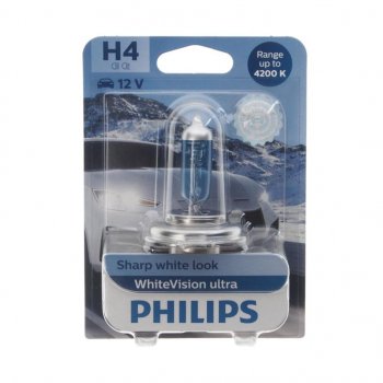 1 259 р. Лампа 12V H4 6055W P43t-38 4200K блистер (1шт.) White Vision Ultra PHILIPS PHILIPS 12342wvuбл  с доставкой в г. Кемерово. Увеличить фотографию 1