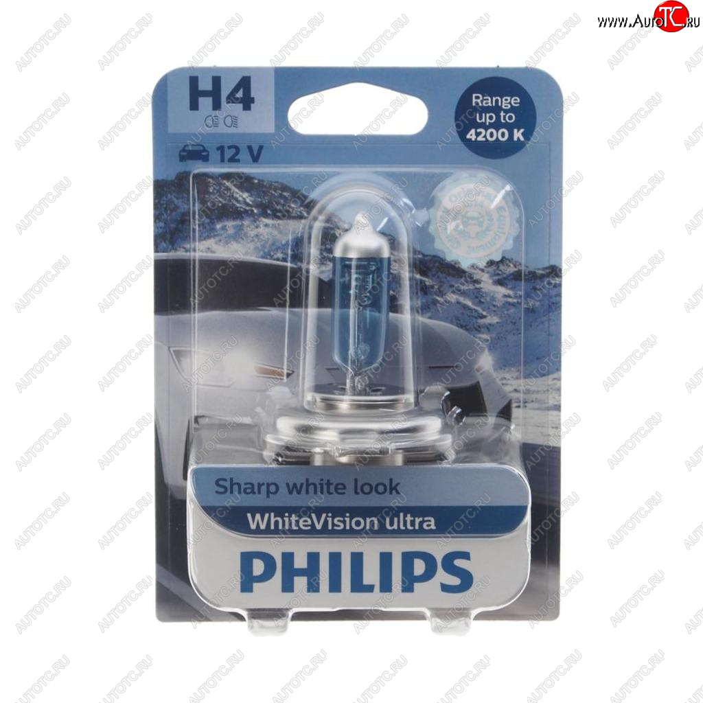 1 259 р. Лампа 12V H4 6055W P43t-38 4200K блистер (1шт.) White Vision Ultra PHILIPS PHILIPS 12342wvuбл  с доставкой в г. Кемерово