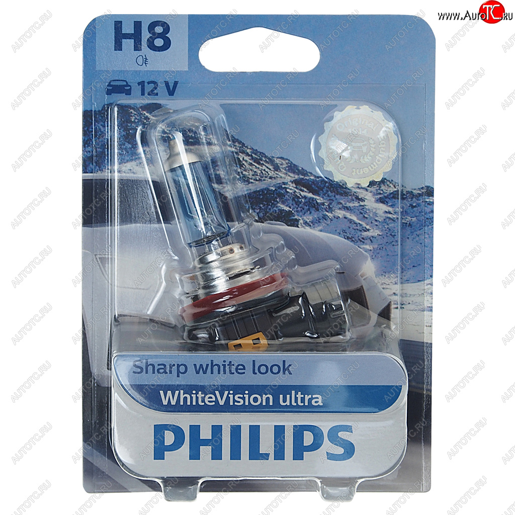 2 989 р. Лампа 12V H8 35W PGJ19-1 блистер (1шт.) White Vision Ultra PHILIPS PHILIPS 12360wvuбл  с доставкой в г. Кемерово