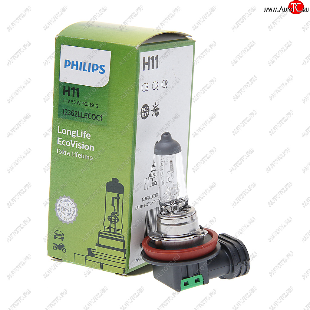 1 079 р. Лампа 12V H11 55W PGJ19-2 Long Life Eco Vision PHILIPS PHILIPS 12362llecoc1  с доставкой в г. Кемерово