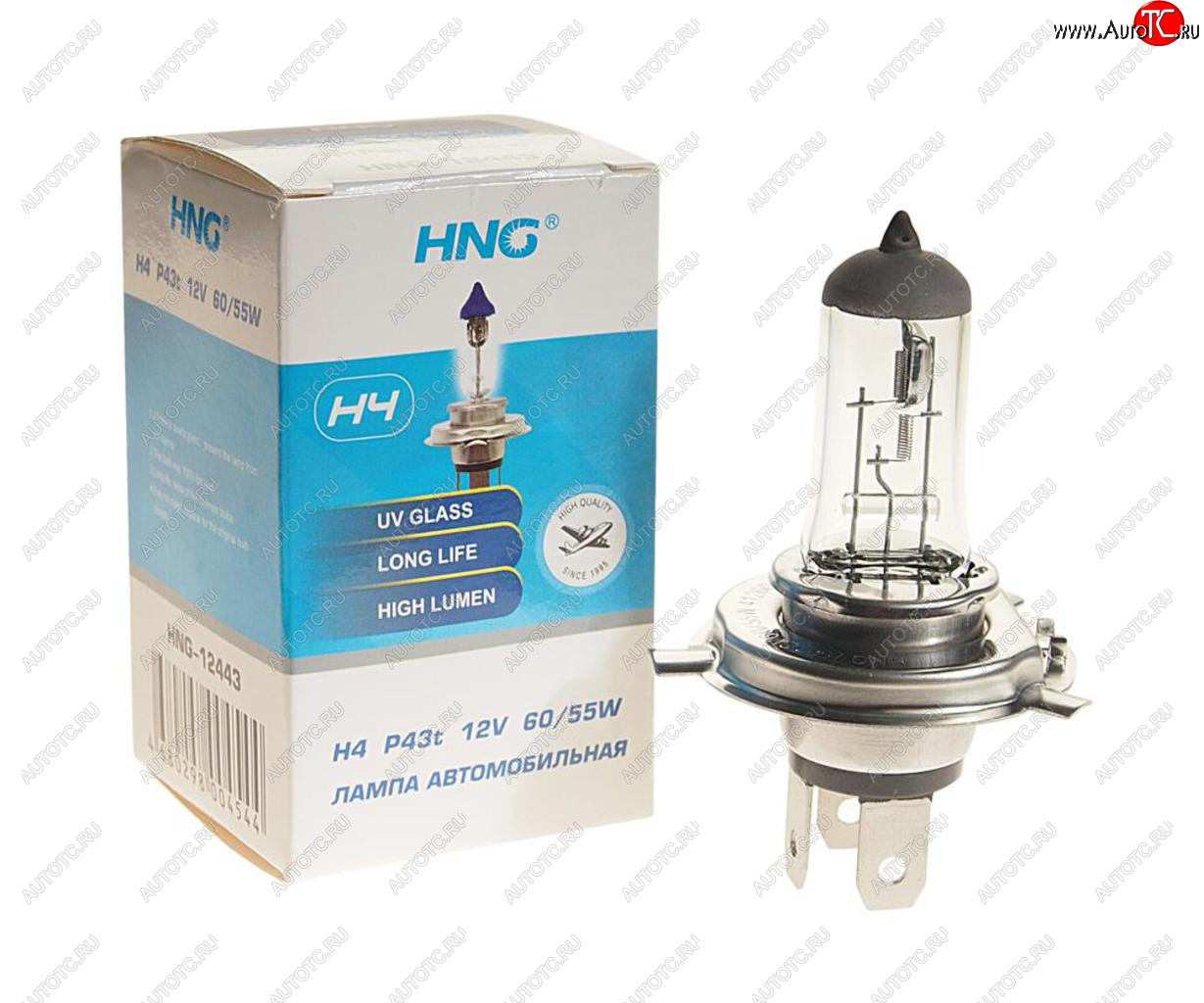 162 р. Лампа 12V H4 6055W P43t-38 Long Life HNG HNG 12443  с доставкой в г. Кемерово